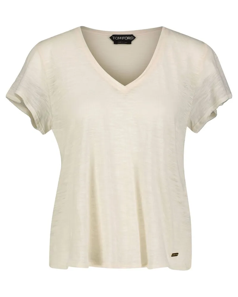 Tom Ford Damen T-Shirt aus Slub-Jersey Offwhite