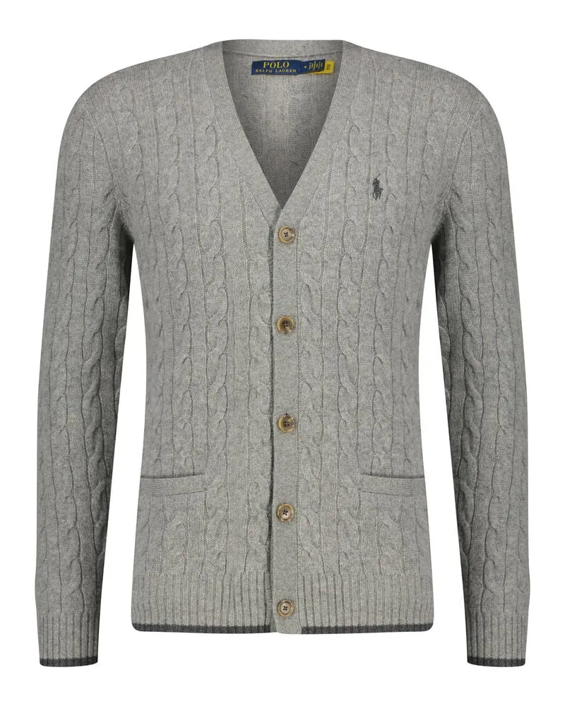 Ralph Lauren Herren Strickjacke aus Wolle und Kaschmir Grau
