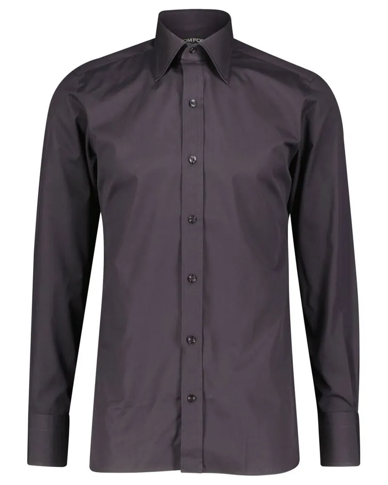 Tom Ford Herren Hemd CITY aus Baumwollpopeline Slim Fit Schwarz