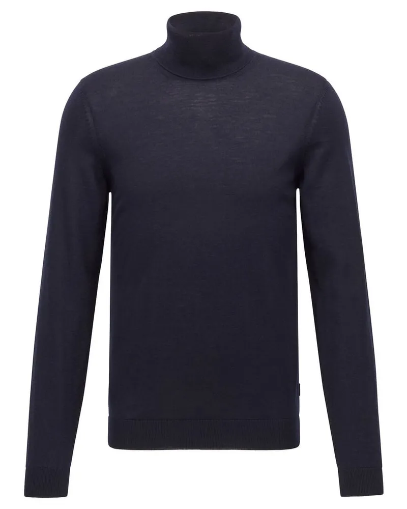 HUGO BOSS Herren Rollkragenpullover MUSSO-P aus Wolle Marine