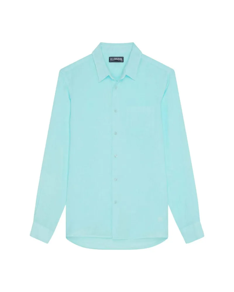 Vilebrequin Herren Leinenhemd CAROUBIS Bleu