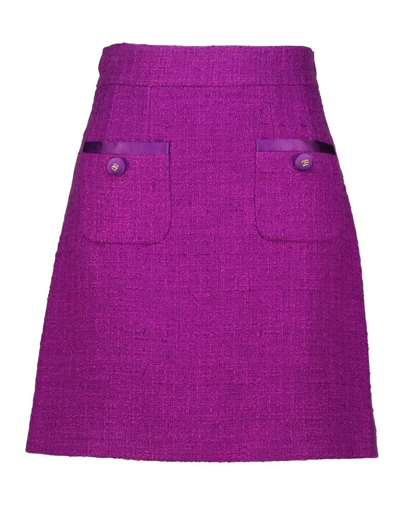 Dolce & Gabbana Damen Tweedrock mit Seide Lila