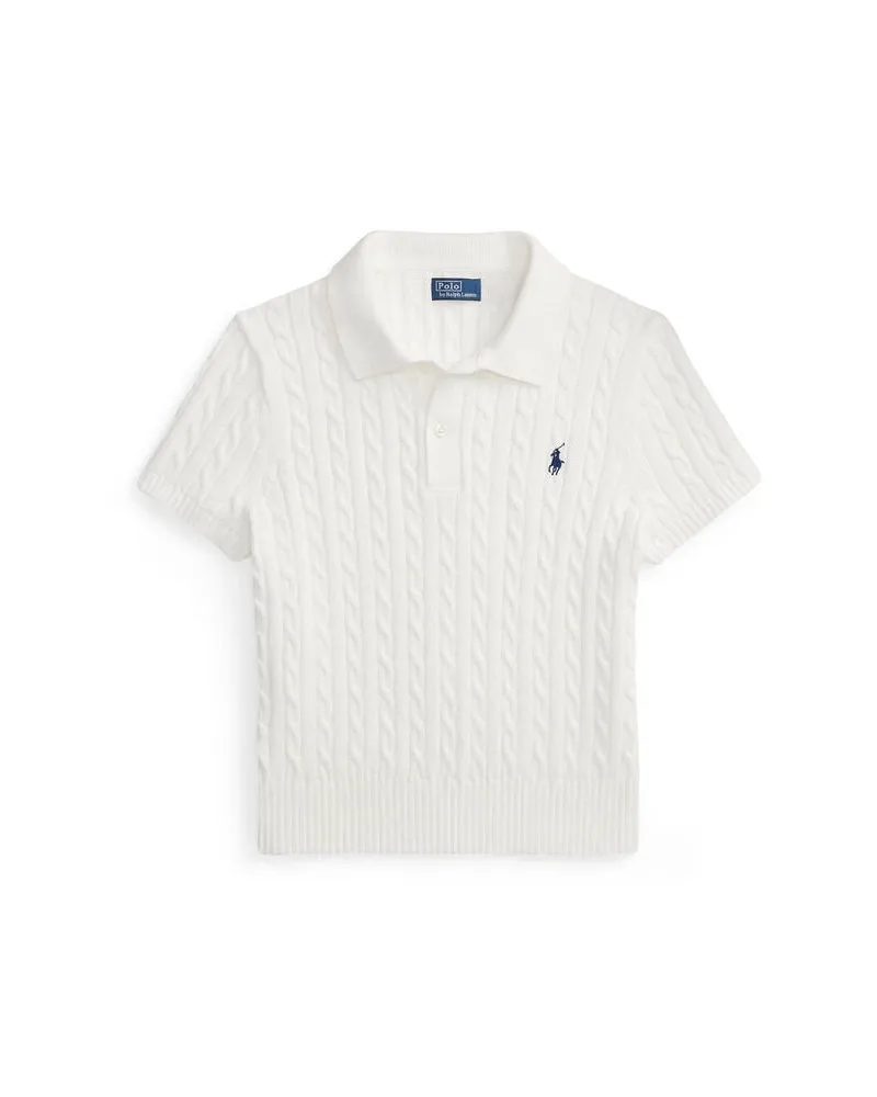 Ralph Lauren Damen Poloshirt mit Zopfmuster Weiss