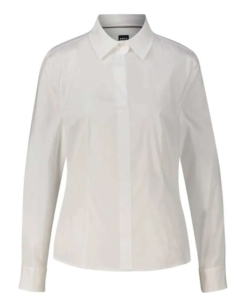 HUGO BOSS Damen Hemdbluse BASHINAH Slim Fit Weiß