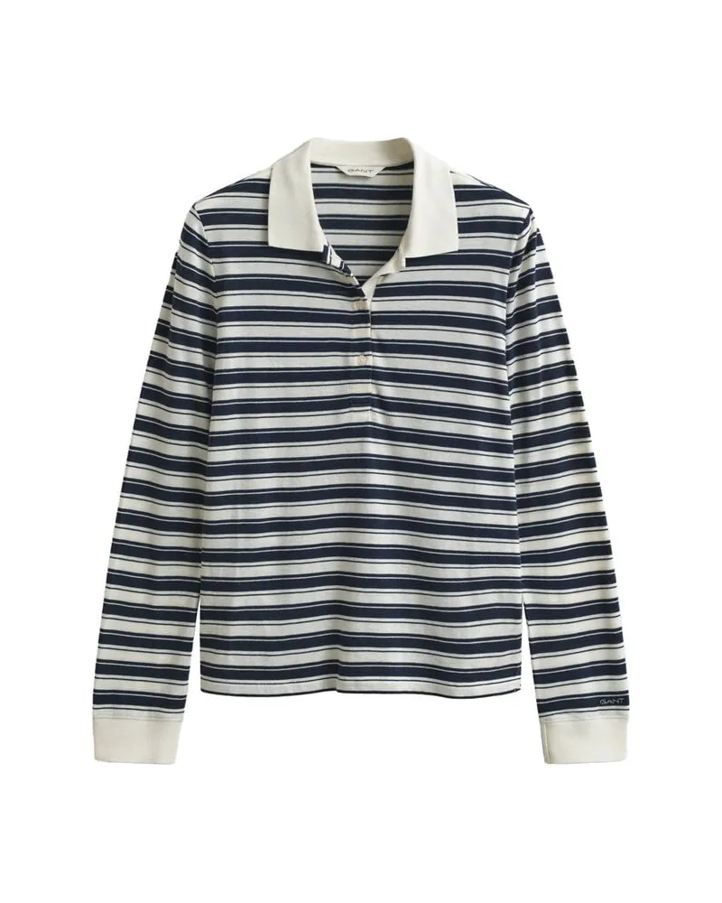 Gant Damen Poloshirt aus Baumwolle und Modal langarm Creme