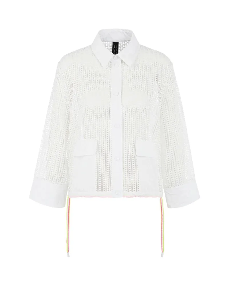 Marc Cain Damen Strickjacke mit Lochmuster Weiss