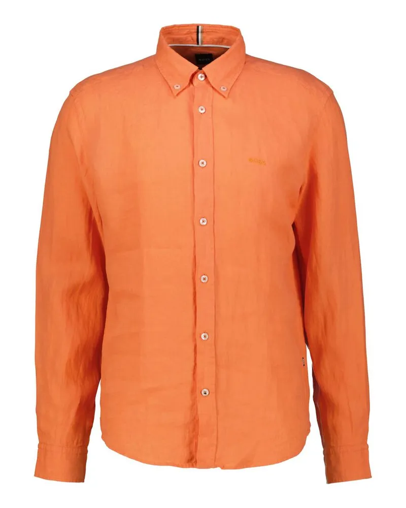HUGO BOSS Herren Leinenhemd H-LIAM Regular Fit Burnt