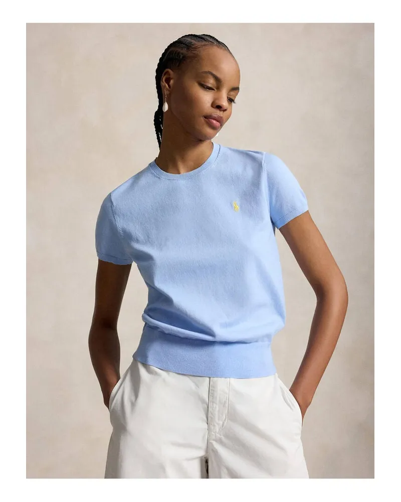 Ralph Lauren Damen T-Shirt aus Baumwoll-Mix Hellblau