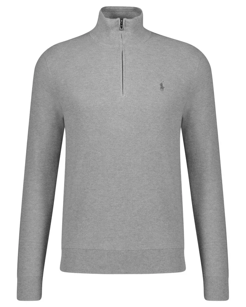 Ralph Lauren Herren Strickpullover aus Baumwolle mit Troyerkragen Grau