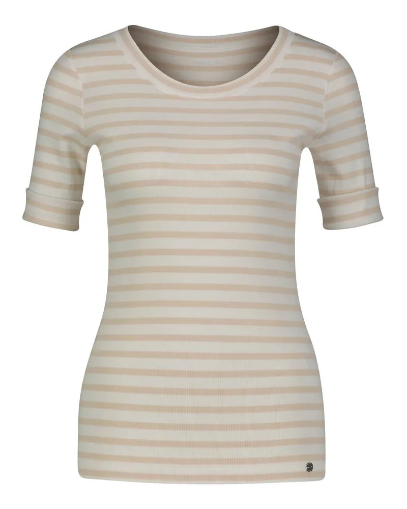 Marc Cain Damen T-Shirt aus Baumwoll-Ripp Offwhite