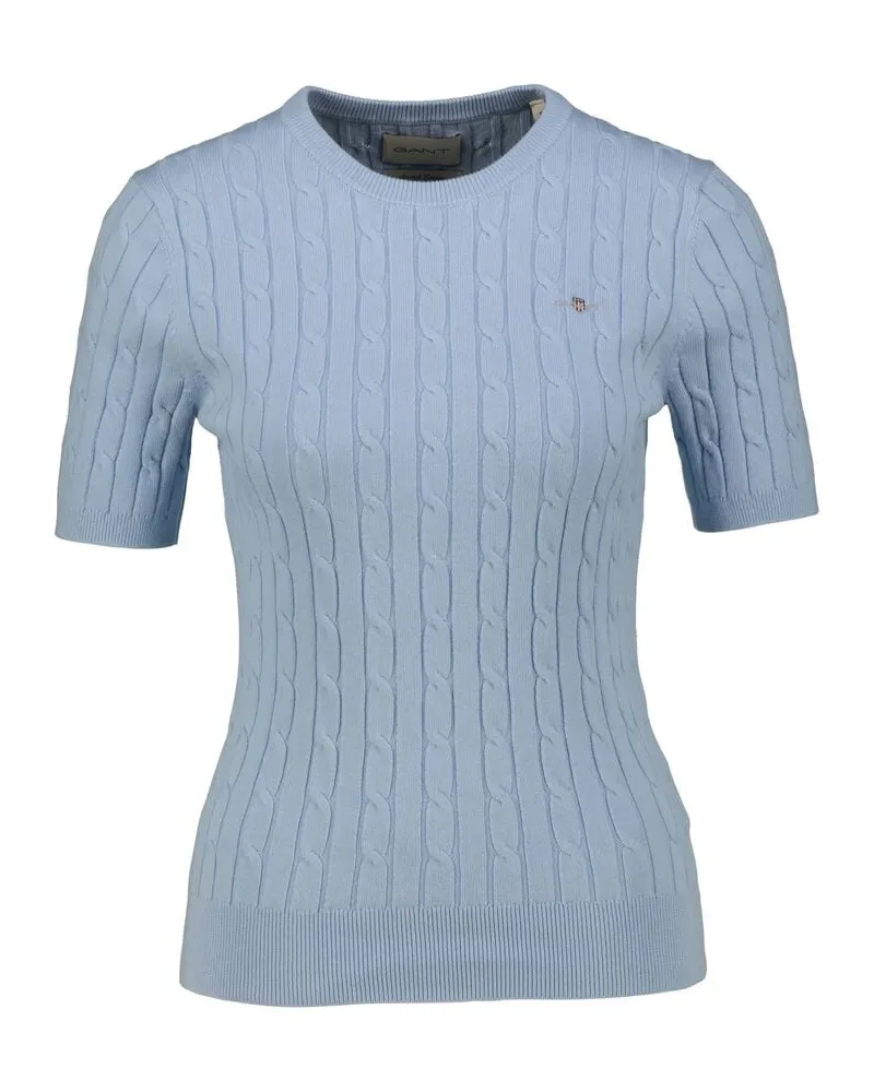 Gant Damen Strickpullover STRETCH COTTON CABLE Slim Fit Bleu