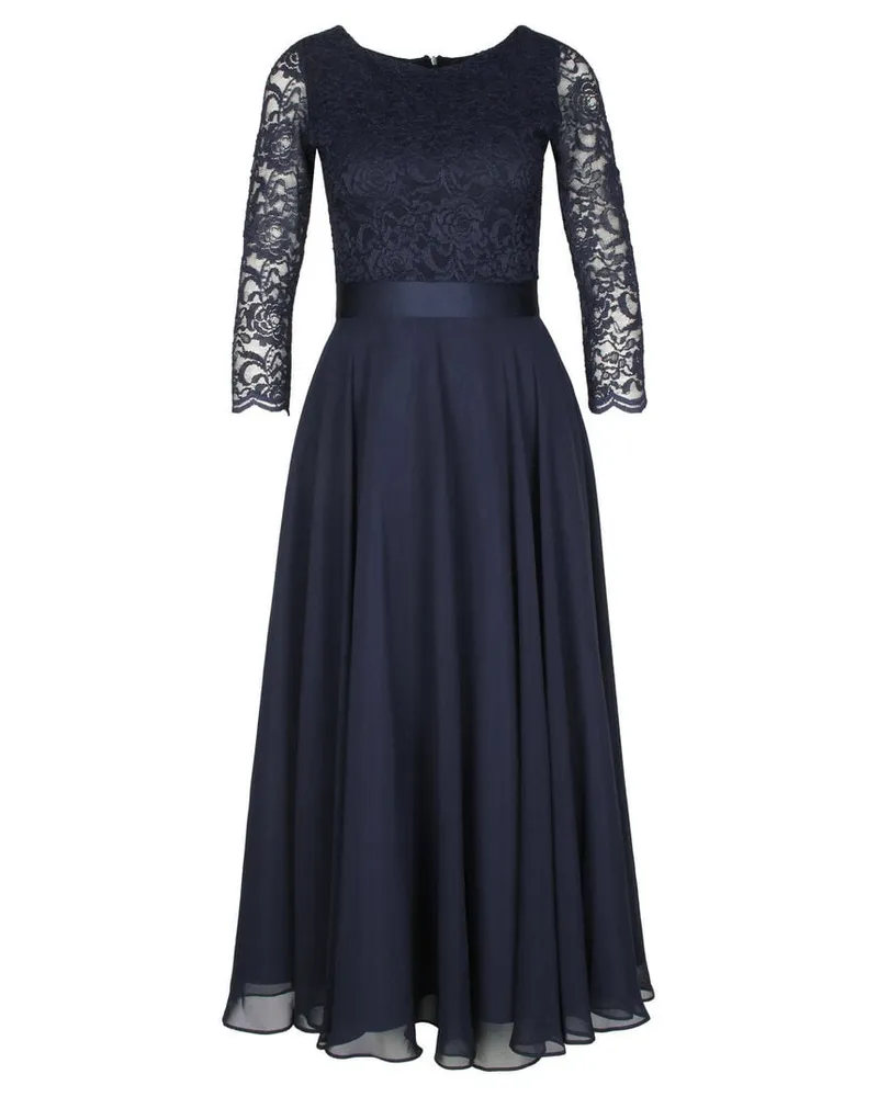 Swing Damen Kleid 3/4-Arm mit Chiffon Marine