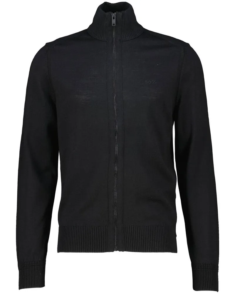 HUGO BOSS Herren Strickjacke AVAC_FZ Regular Fit Schwarz