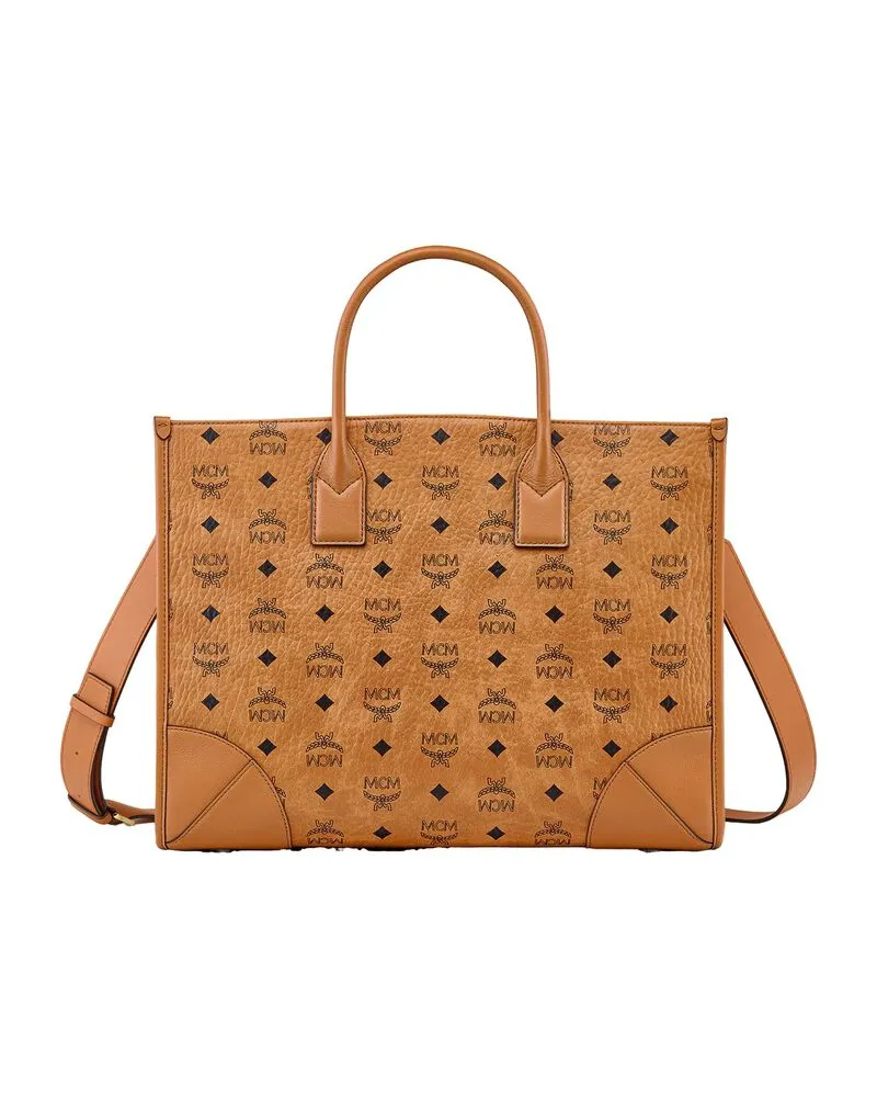 MCM Shopper MÜNCHEN TOTE VISETOS LARGE Cognac