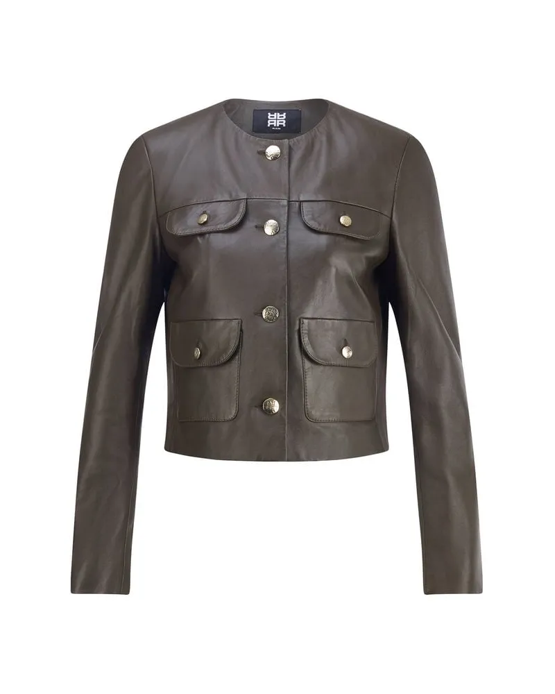 Riani Damen Lederjacke Cropped Braun