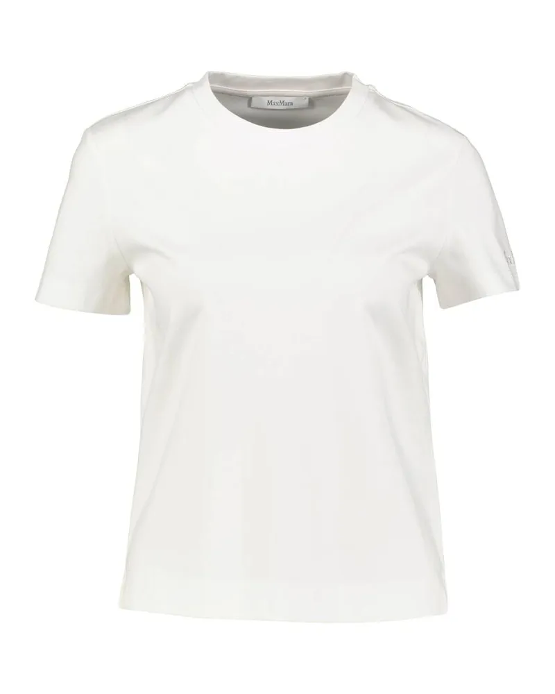 Max Mara Damen T-Shirt aus Baumwolle Weiss