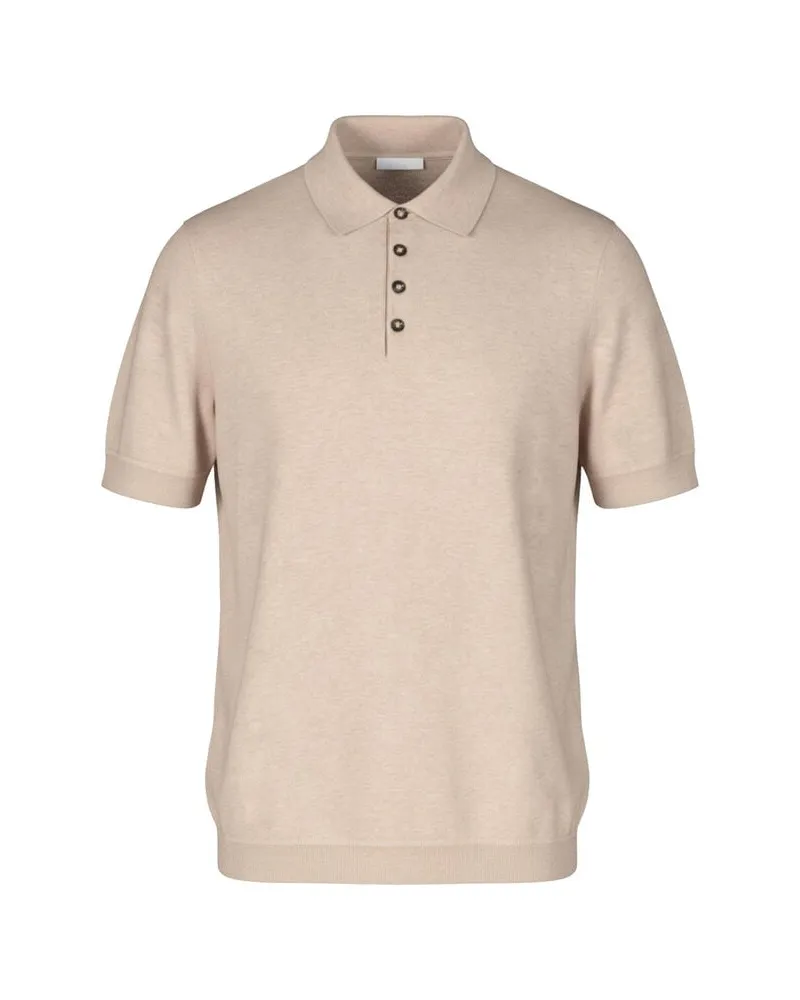 ALLUDE Herren Strickpolo aus Seidenmix Sand