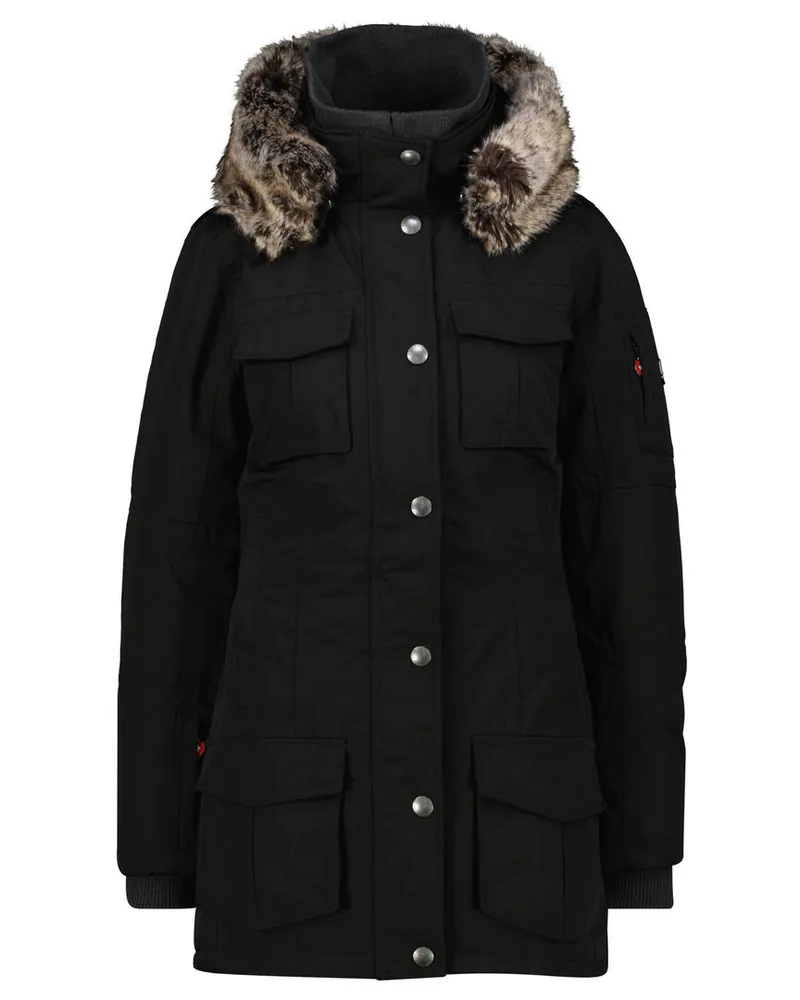 Wellensteyn Damen Jacke SCHNEEZAUBER mit abnehmbarem Kunstpelz Schwarz