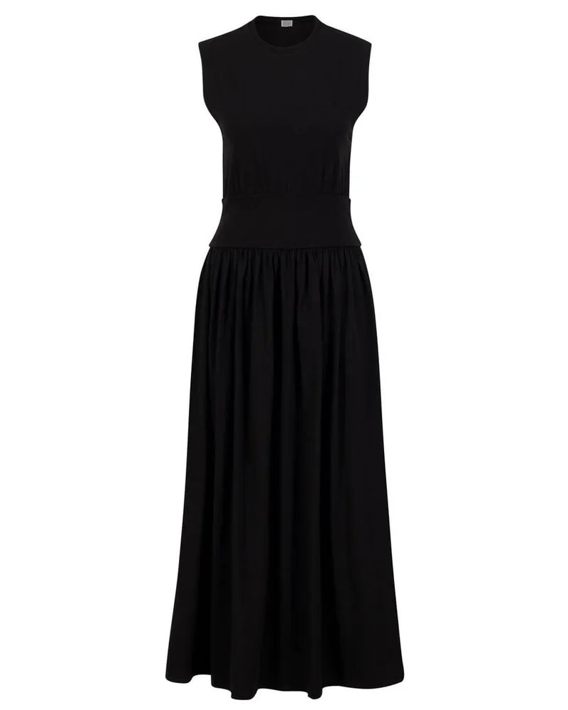 Totême Damen Maxikleid aus Bio-Baumwolle Schwarz
