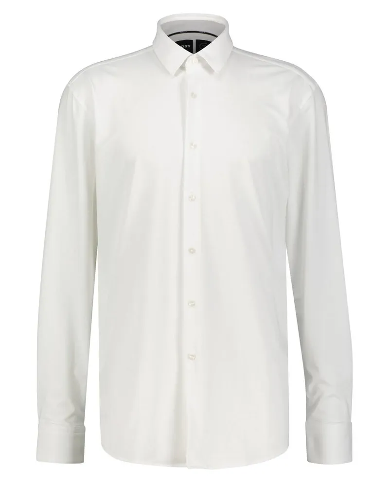 HUGO BOSS Herren Hemd mit Performance-Stretch P-HANK Slim Fit Weiss