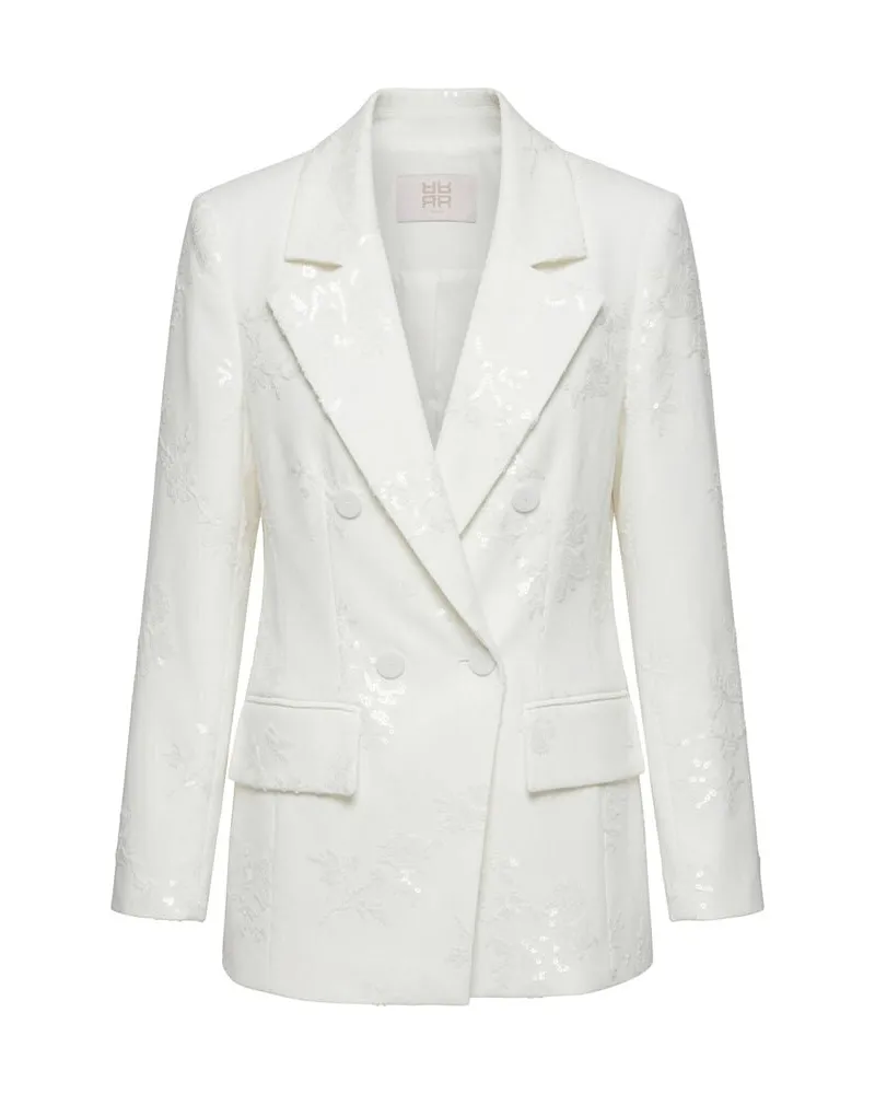 Riani Damen Blazer mit Pailletten Offwhite