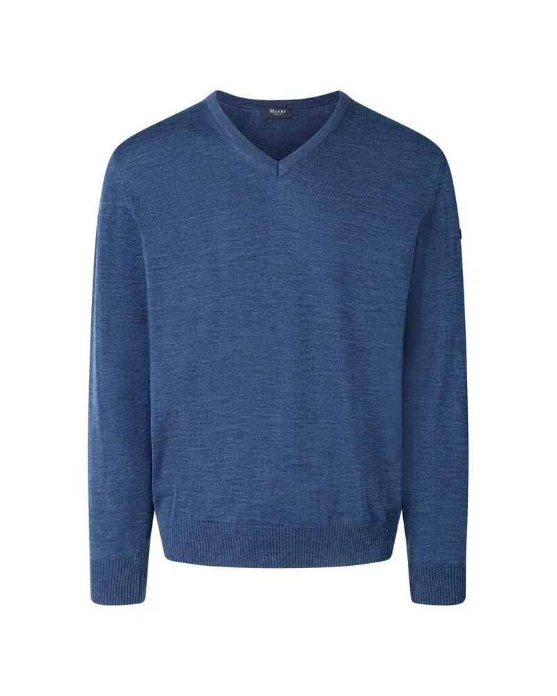 Maerz Herren Strickpullover aus Schurwolle Classic Fit Denim