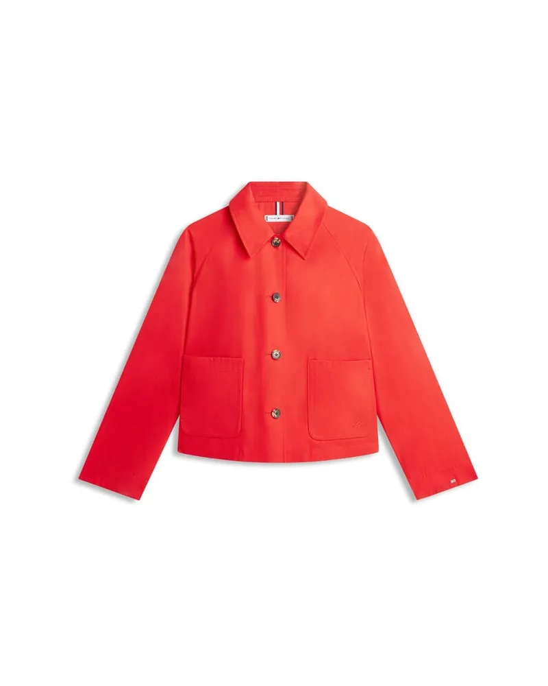 Tommy Hilfiger Damen Übergangsjacke aus Bio-Baumwolle Rot