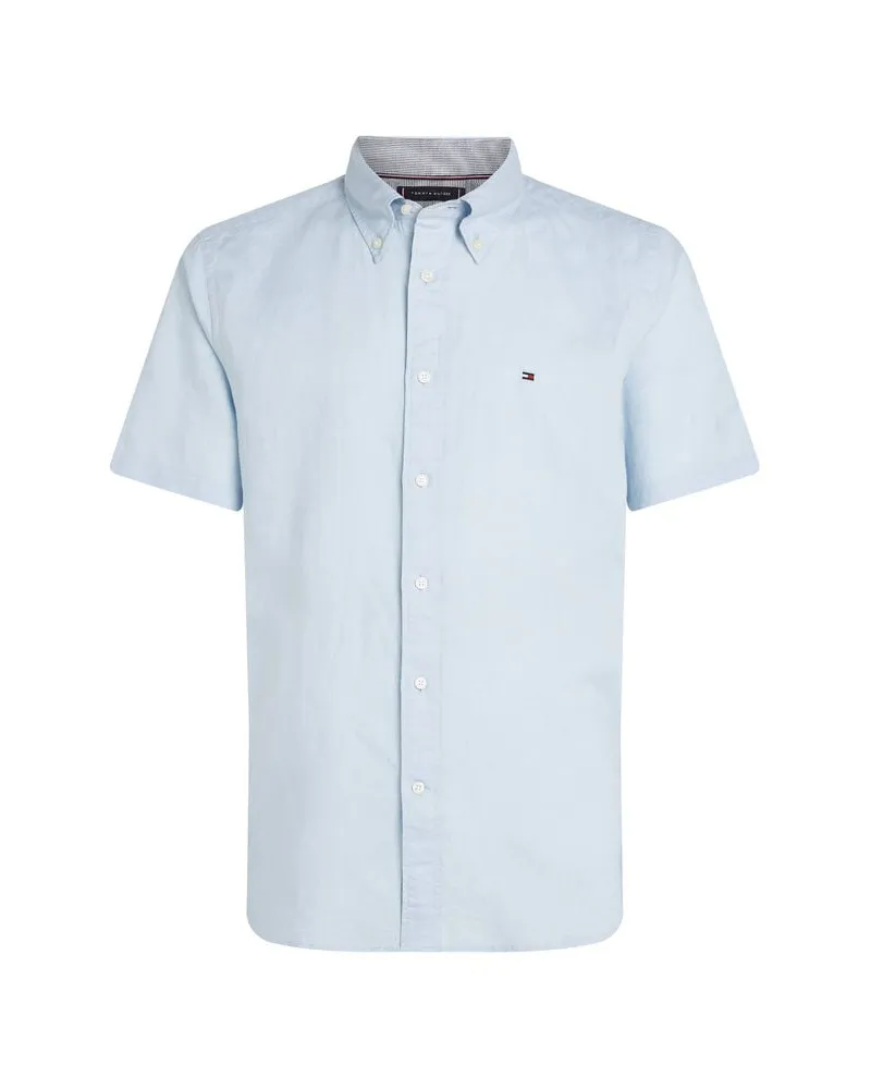 Tommy Hilfiger Herren Hemd mit Leinen LINEN BLEND SOLID SS RF SHIRT Bleu