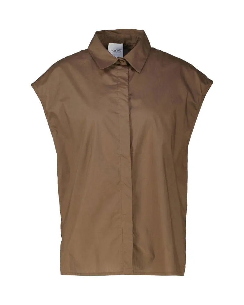pure Damen Hemdbluse aus Baumwolle Trüffel