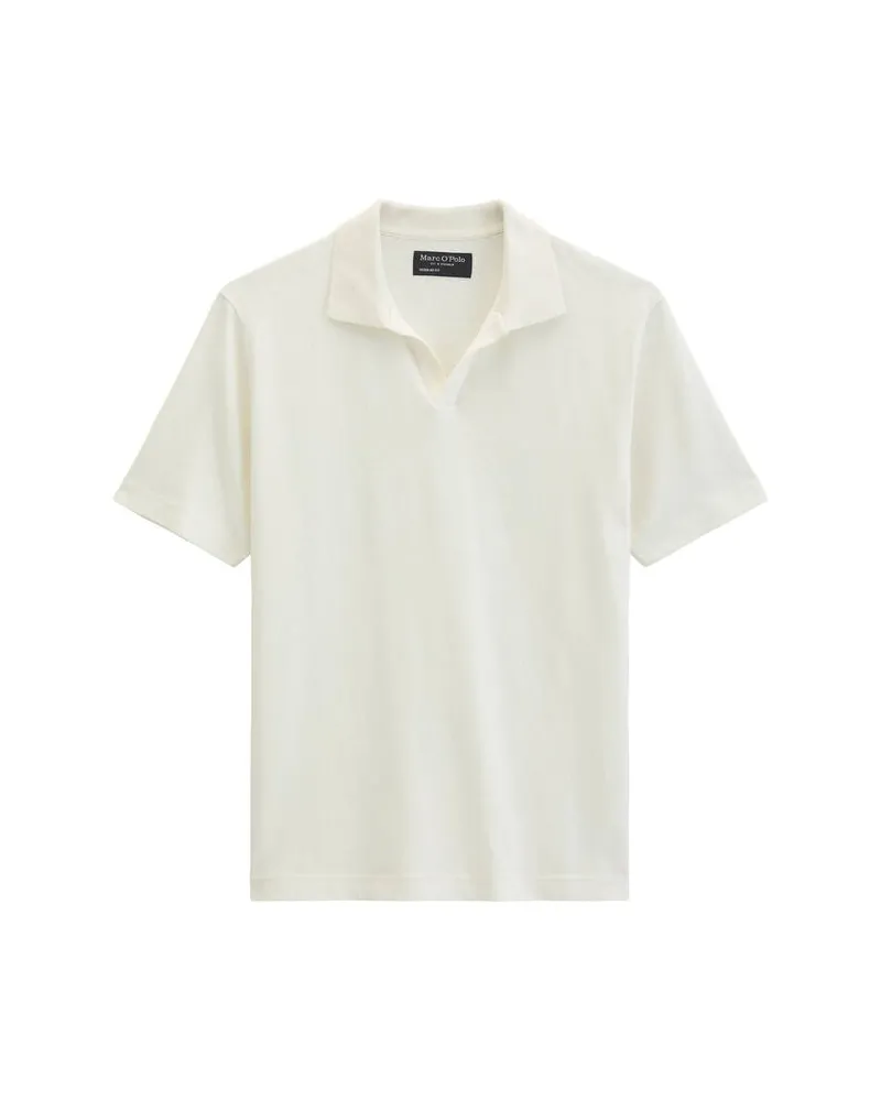 Marc O'Polo Herren Poloshirt aus Baumwoll-Leinen-Mix Offwhite