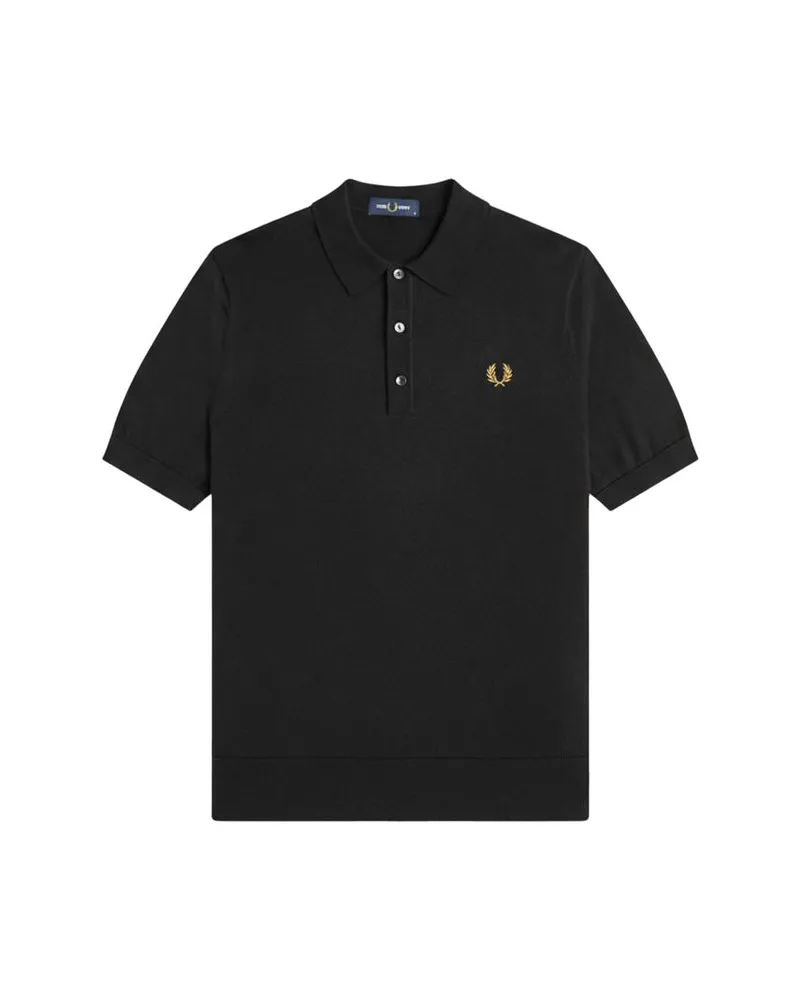 Fred Perry Herren Strickpoloshirt aus Baumwolle COTTON KNITTED SHIRT Schwarz