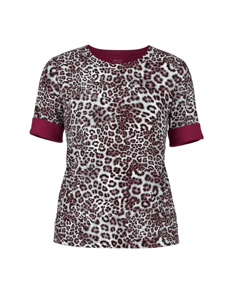 Marc Cain Damen T-Shirt mit Leo-Print Bordeaux