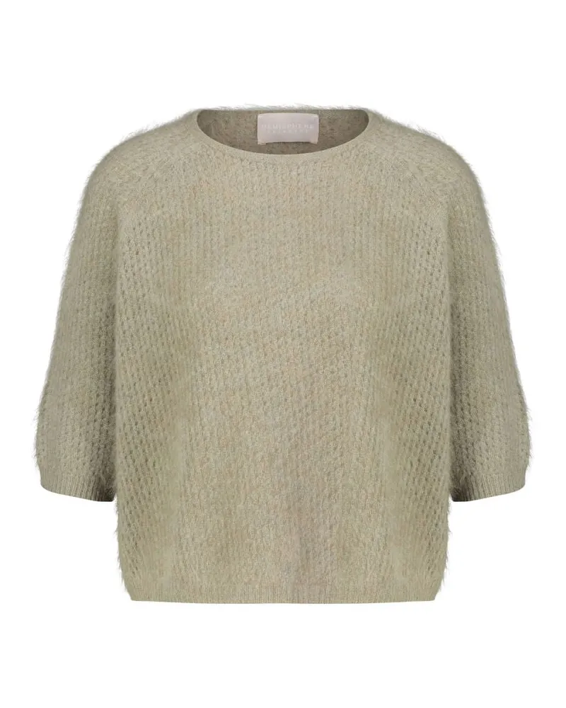 hemisphere Damen Kaschmirpullover Kurzarm Khaki