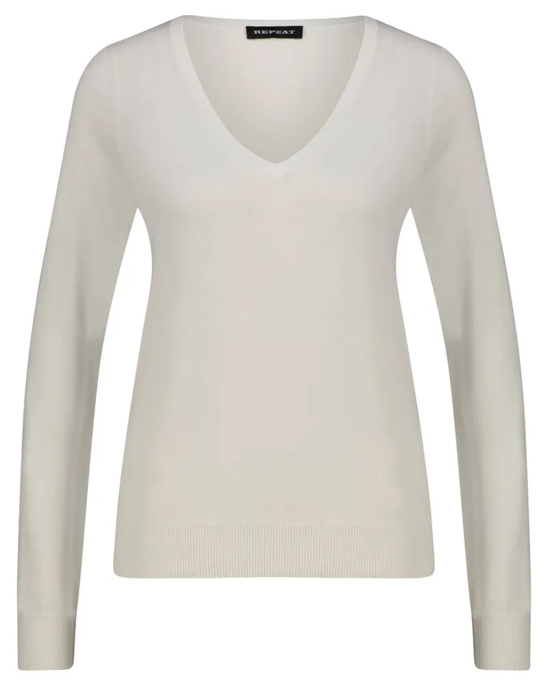 Repeat Damen Strickpullover mit Bio-Baumwolle Weiss