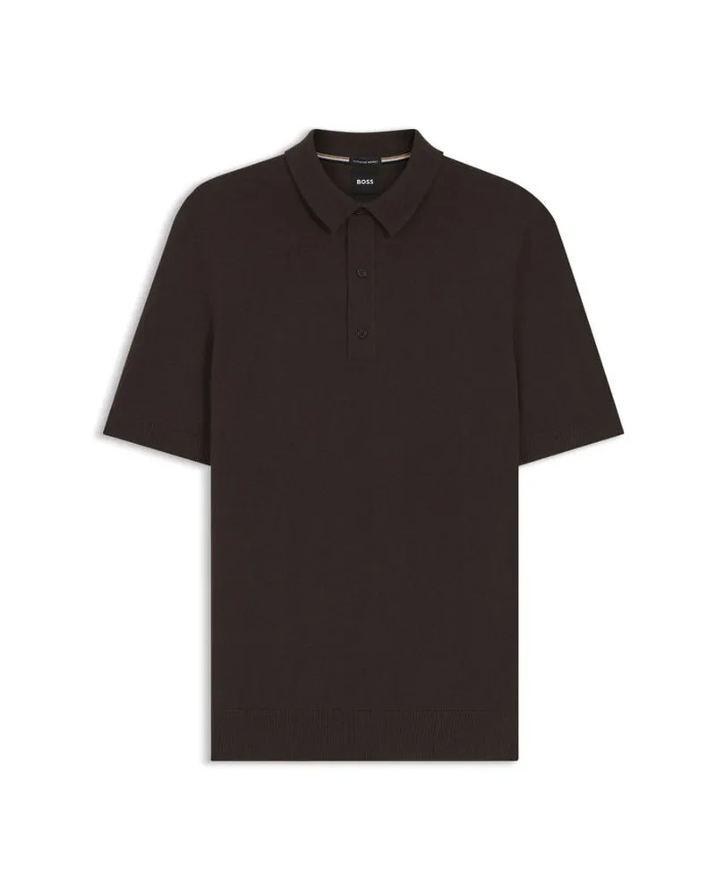 HUGO BOSS Herren Strickpolo H-NOLANO Braun