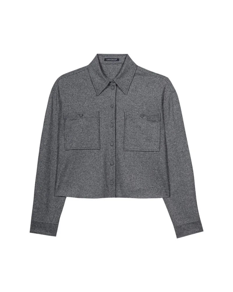 Luisa Cerano Damen Flanellbluse mit Wolle Grau