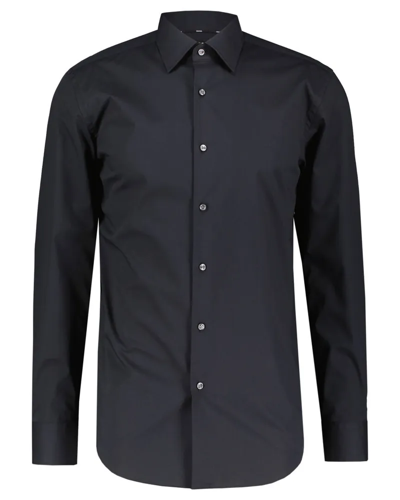 HUGO BOSS Herren Hemd H-HANK-KENT-C1-214 Slim Fit Langarm Schwarz