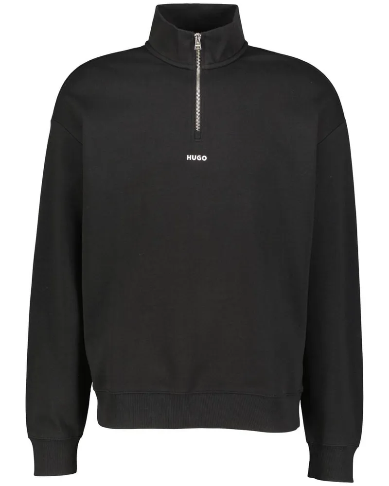 HUGO BOSS Herren Sweatshirt mit Troyerkragen DURTY244 Relaxed Fit Schwarz