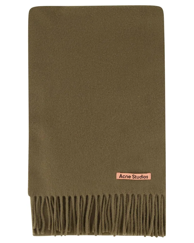 Acne Studios Herren Schal mit Fransen CANADA SKINNY aus Wolle Khaki