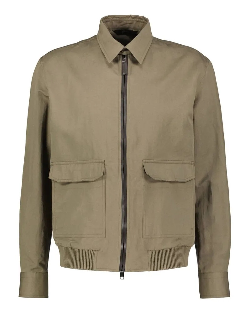 Brioni Herren Blouson Aus Leinen-Baumwoll-Mix Khaki