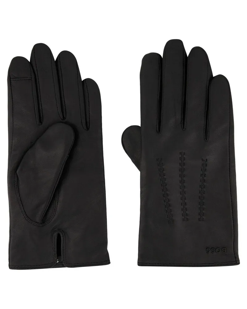 HUGO BOSS Herren Handschuhe aus Lammleder Schwarz
