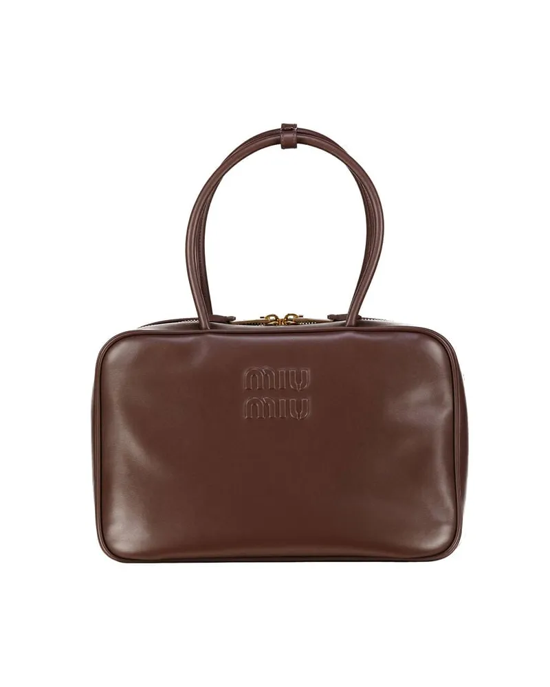 Miu Miu Damen Henkeltasche aus Leder BEAU SOFTY L Braun