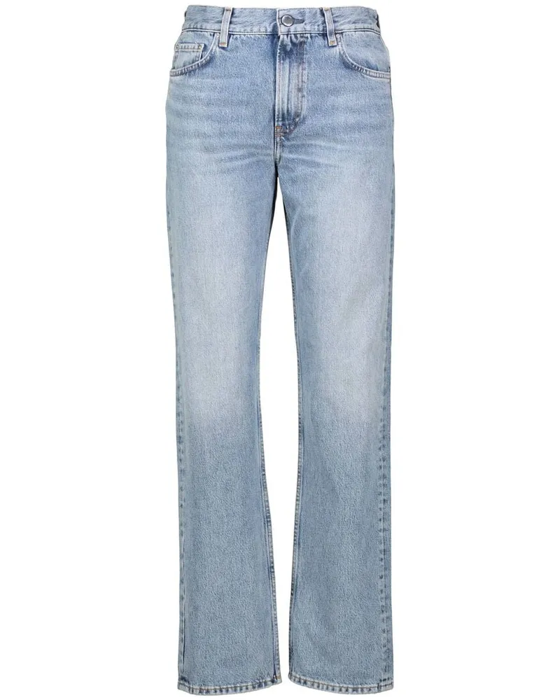 Totême Damen Jeans aus Bio-Baumwolle Low Straight Stoned