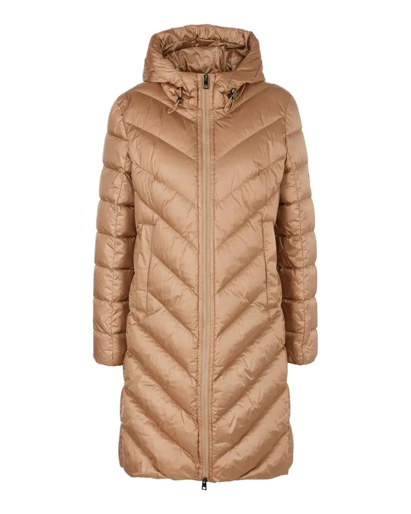 Marc Cain Damen Daunenmantel mit Kapuze Camel