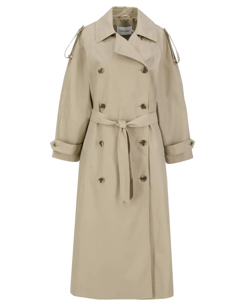 Calvin Klein Damen Trenchcoat Kitt