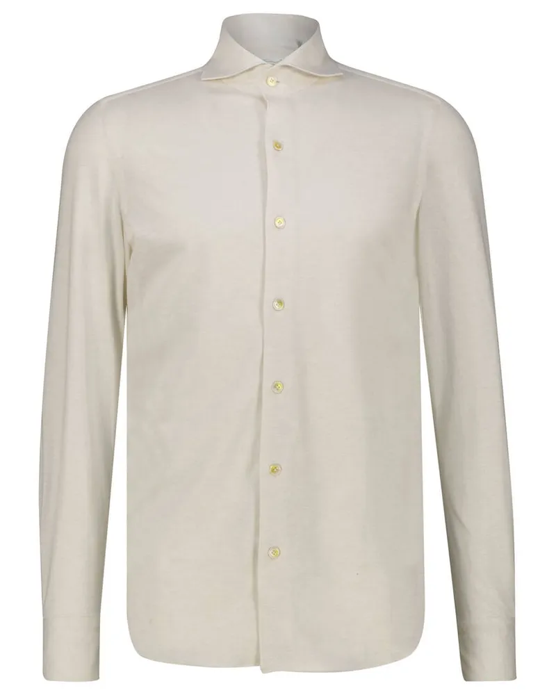 Finamore 1925 Herren Polohemd mit Kaschmir Slim Fit Weiss