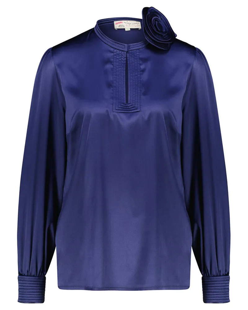 Maison Common Damen Bluse aus Seidenmix Marine