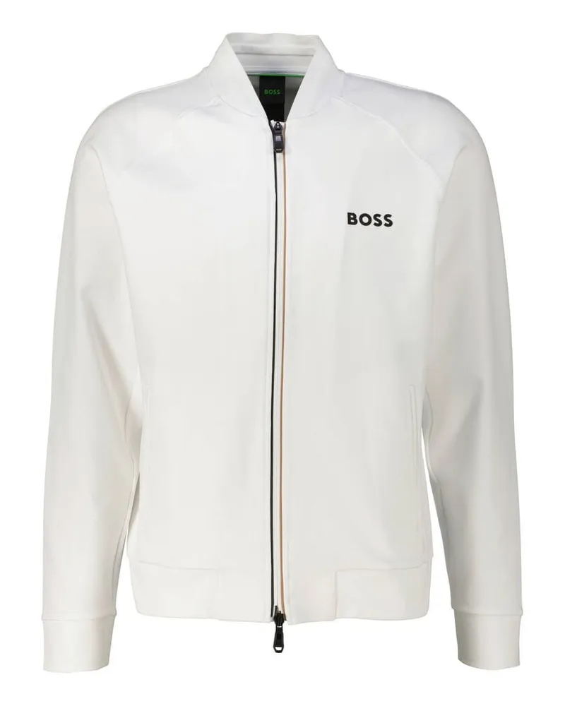 HUGO BOSS Herren Sweatjacke aus Stretch-Gabardine SAMOO Regular Fit Weiss