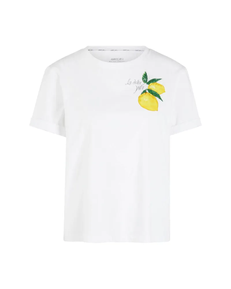 Marc Cain Damen T-Shirt aus Baumwolle Weiss