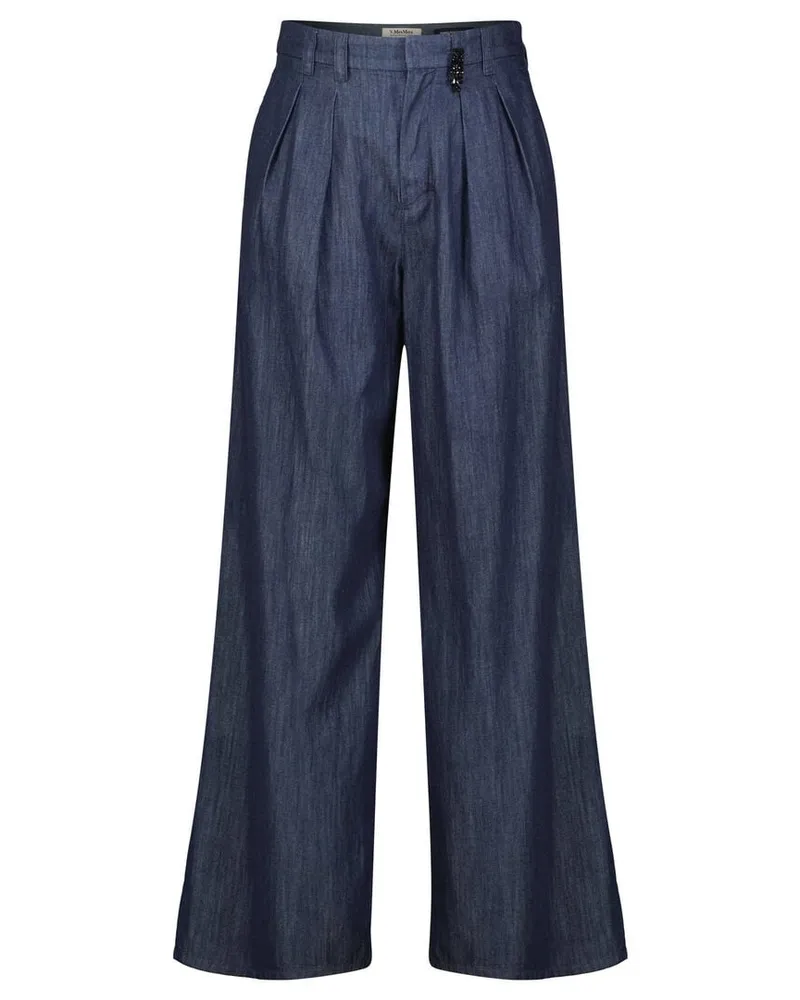 Max Mara Damen Bundfaltenhose aus Denim JERRY Wide Fit Marine